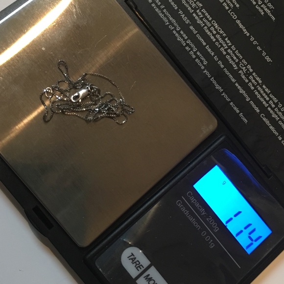 Solid 14K White Gold Box Link 18” Neck Chain Necklace Lobster Claw Clasp - Picture 6 of 12